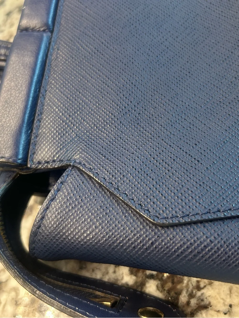 Furla Navy Textured Leather 2 way bag NWOT